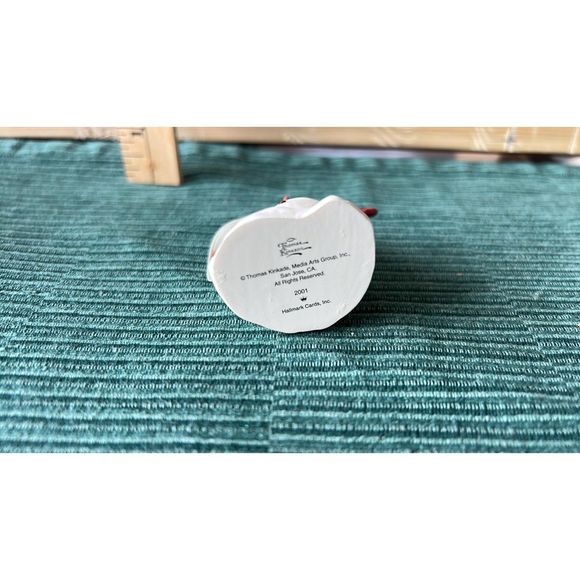 2 Thomas Kinkade 2001 Mini Xmas Ornaments Snowman and Xmas Lamp post with cat - Picture 7 of 8